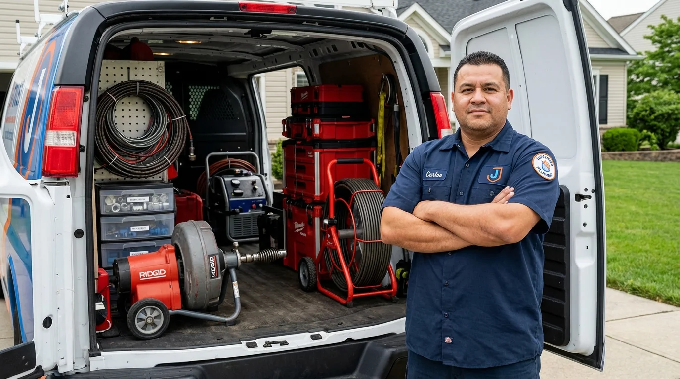 Professional drain cleaning equipment and Johns Plumbing LLC plumber in Lenoir