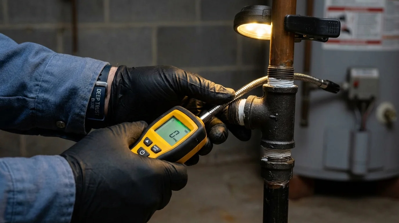 Gas leak detection with electronic sniffer by Johns Plumbing LLC in Lenoir