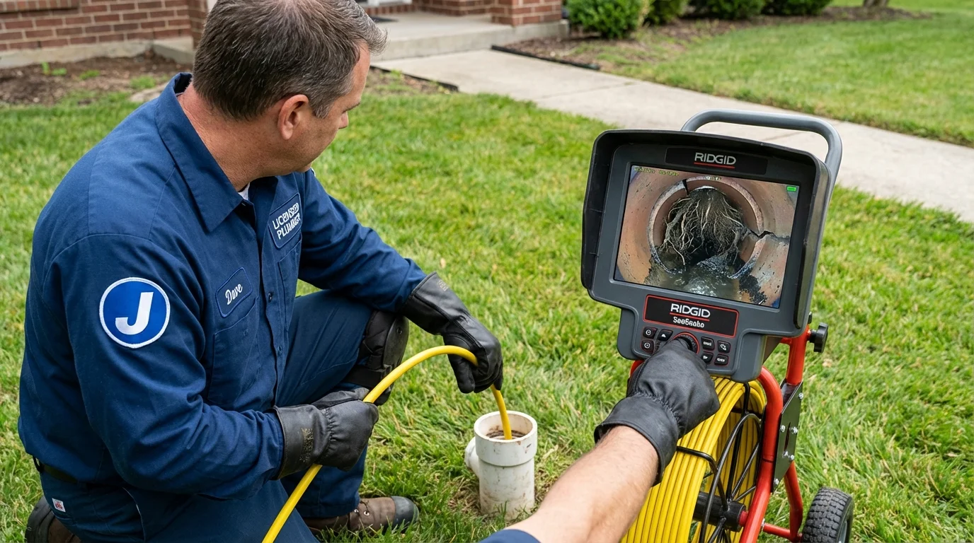 Sewer camera inspection being performed by Johns Plumbing LLC in Lenoir