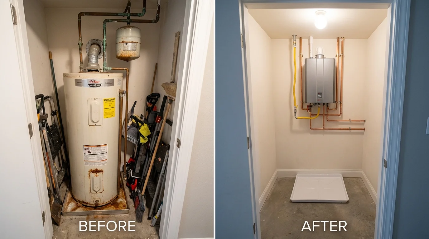 Tank water heater versus wall-mounted tankless unit comparison for Lenoir, NC homeowners